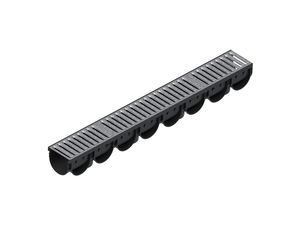 Rigolă din plastic Easy3 DN100 H100 cu grătar din oțel zincat